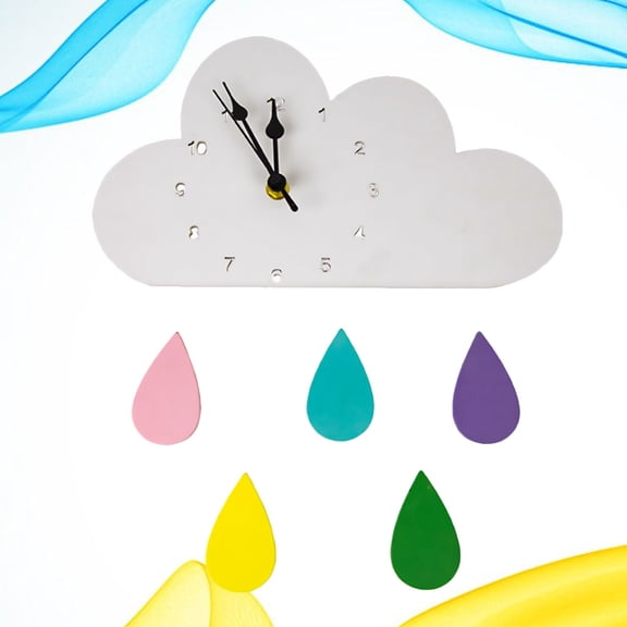 OULII 1Pc Cloud Wall Hanging Clock Multi Color Silent Pointer for Room Decor