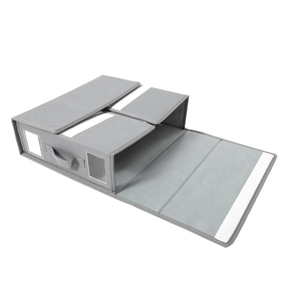 OULII Foldable Bedding Organizer Box Grey with Handles and Zipper Closure for Sheet Storage