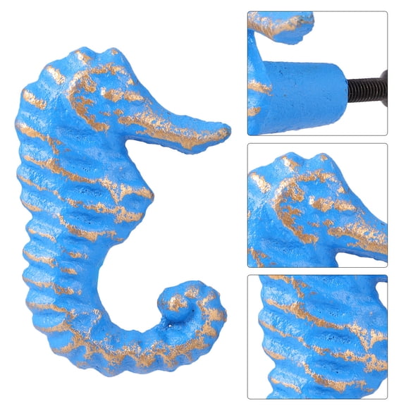 OULII 1Pack Drawer Handle Knob Sea Horse Shape -blue Mediterranean for Furniture