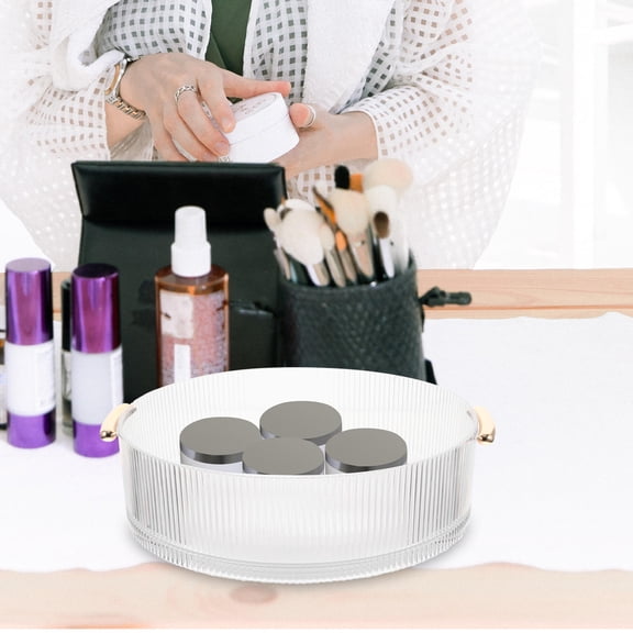 OULII Rotating Tray for Makeup PS Transparent Round Storage for Home Users 1Pack