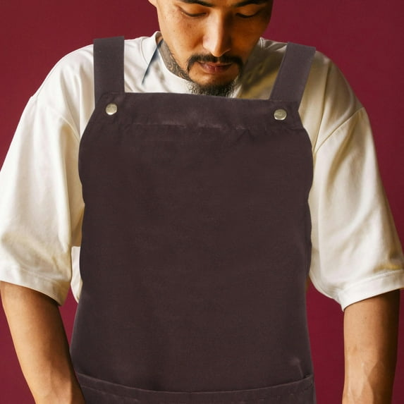 OULII Water Resistant Bib Apron for Cooking and Serving Coffee Color