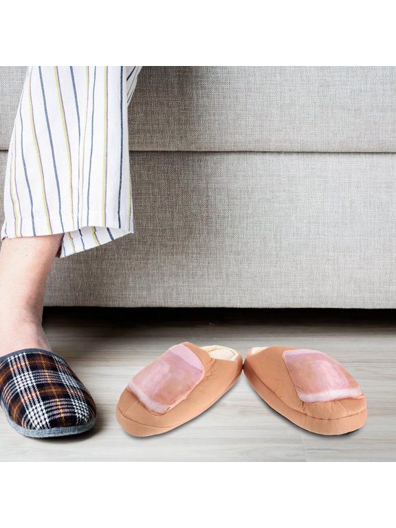 1Pair Adults Funny Slippers Bread Shape Lightweight Indoor Winter Warm Shoes