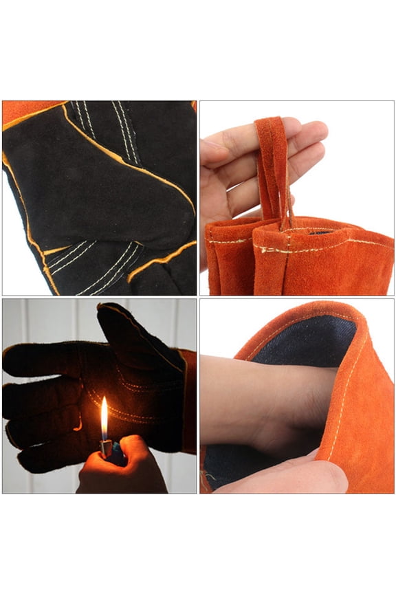 Heavy Duty Black Welding and BBQ Gloves, 1 Pair for Outdoor Heat and Fire