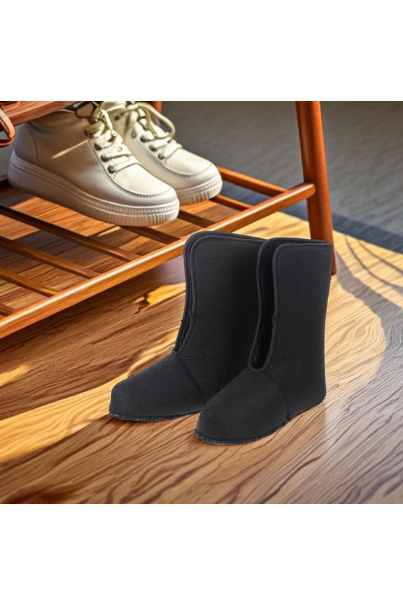 1Pair Detachable Warm Boot Liners Black Soft Insulated Snow Boot Replacement Lining for Outdoor Use