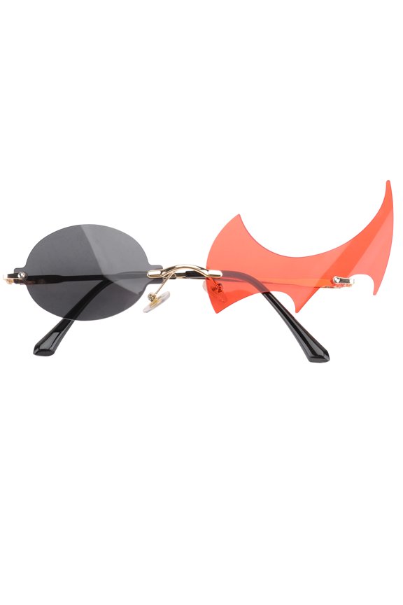 1Pair Party Fire Flame Sunglasses Irregular Polygonal Design Black Frame