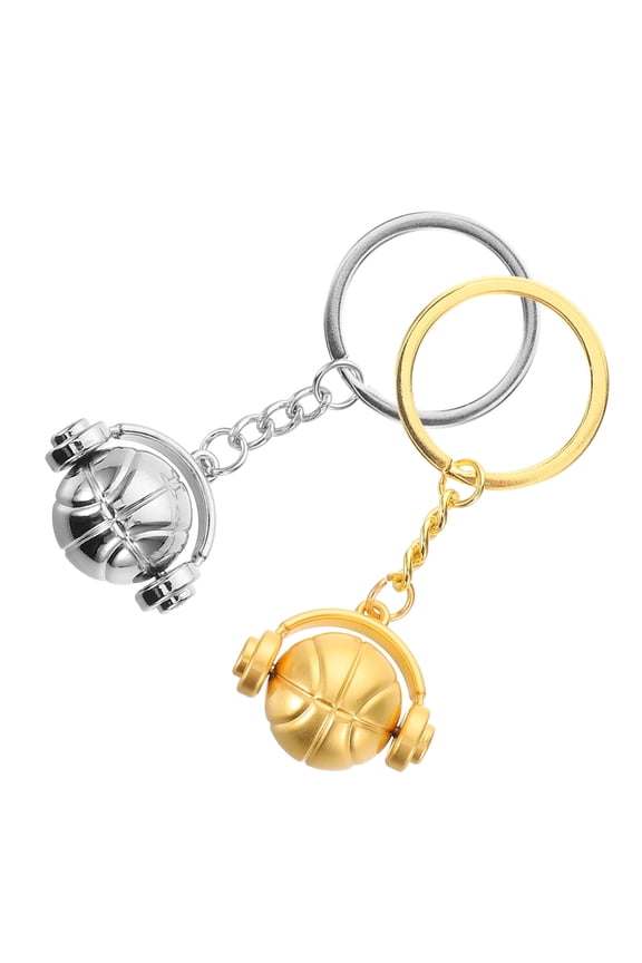 Sports Theme Party Favors Basketball Keychains Zinc Alloy Silver for Basketball Fans and Daily Use 1 Pair