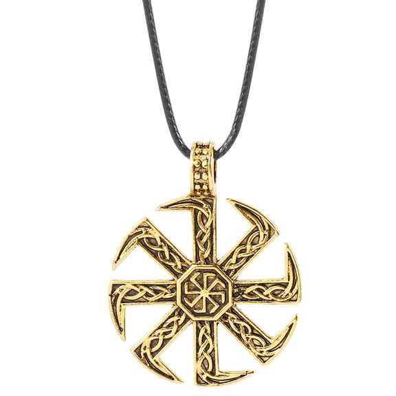 OULII 1Pc Fashion Man Choker Golden Alloy Pirate Rune Pendant Stylish Neck Chain for Festivals