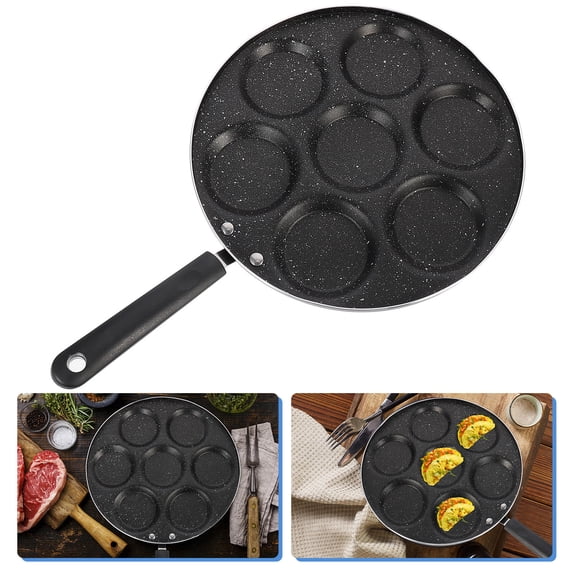 OULII Black Nonstick Frying Pan with Handle and Seven Hole Design, Cookware for Easy Cooking