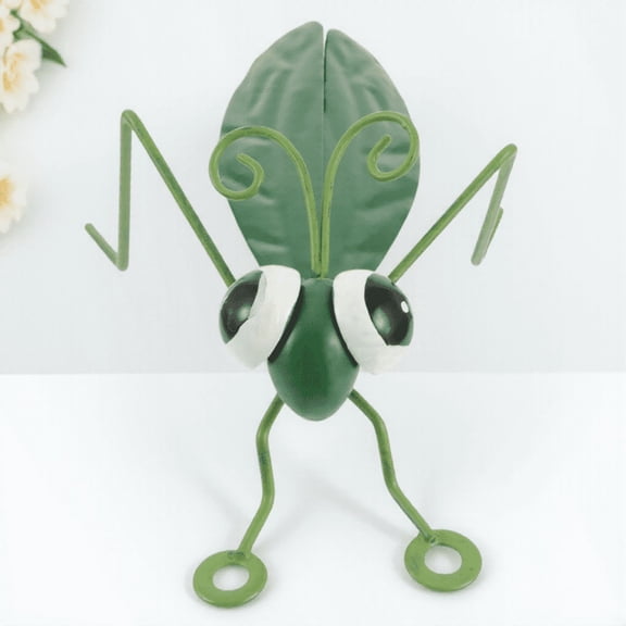 OULII 1Pc Outdoor Scene Decor Green Iron Craft Grasshopper Model Artistic Ornament