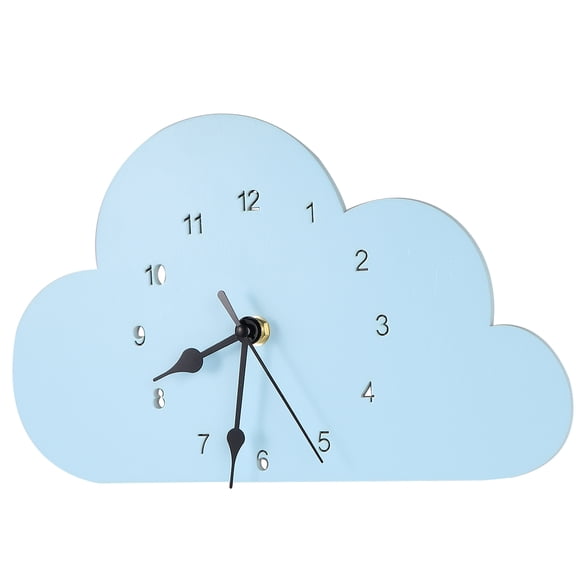 OULII 1Pc Nordic-Style Cloud-Shaped Clock Blue for Bedroom Desktop Decoration with Hollowed-Out Numbers