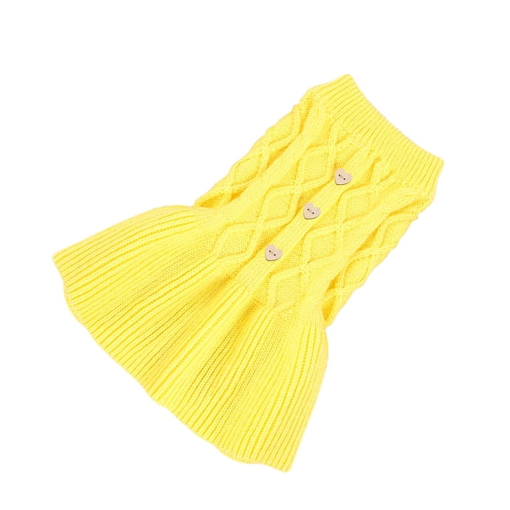 OULII 1Pc Yellow Pet Two Legged Clothing Knitted Sweater Dress Casual Holiday Wear