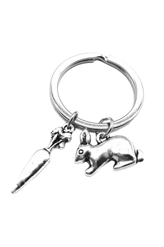 1Pc Creative Rabbit Key Chain with Carrot Pendant for Bag and Key Storage
