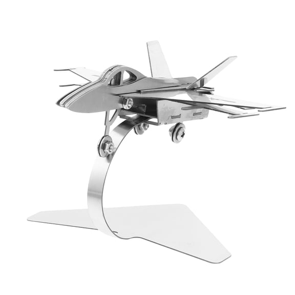 OULII Gray Attack Airplane Model Ornament 1Pc Desktop Decoration for Office or Home