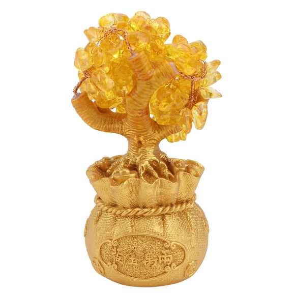 OULII Golden Crystal Money Tree Ornament, Elegant Desktop Table Decor for Home and Office