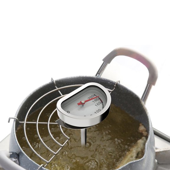 OULII Food Thermometer with Probe for Fryer Accessories, Glass, Automatic and Accurate Temperature Measurement