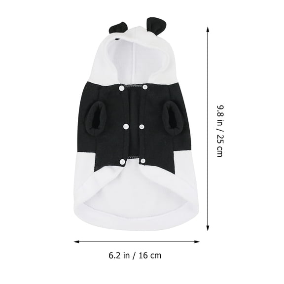 OULII 1Pc Winter Dog Clothes White Polyester Panda Shaped Pet Costume Easy to Wear