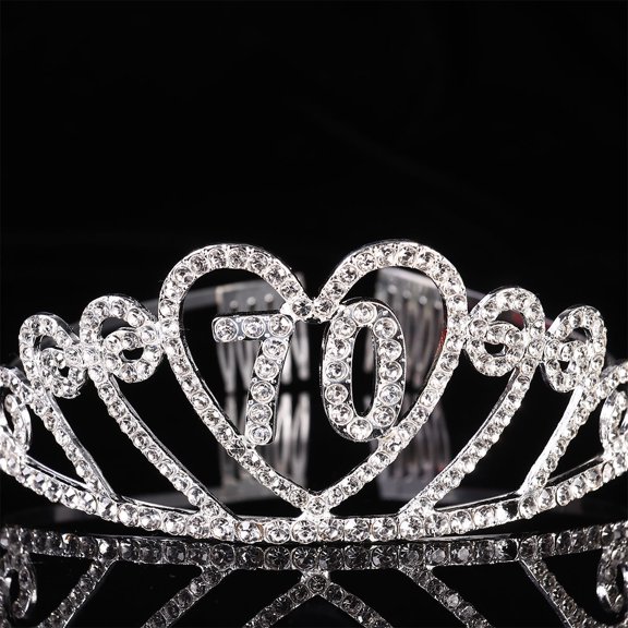 OULII 1Pc Plated Silver Alloy Birthday Crown with Smooth Finish Rhinestone Design for Special Occasions