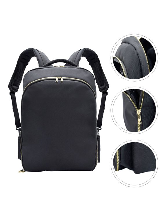 1Pc Portable Hair Clipper Bag Black Polyester Shoulder Backpack with Multiple Storage Compartments