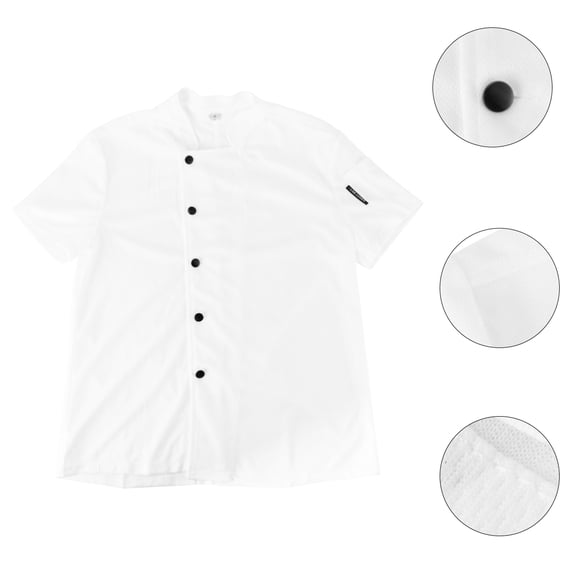 OULII White Breathable Cook Jacket Loose Fit Anti Wrinkle for Kitchen Wear