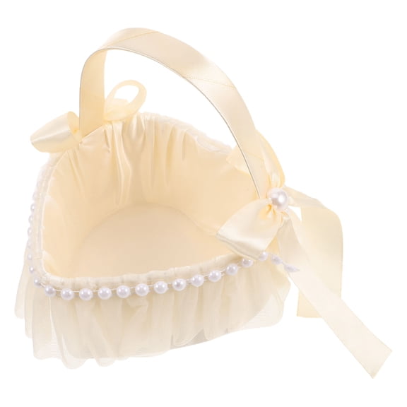 OULII Beige Cloth Flower Container Basket with Handle for Wedding Ceremony Decoration and Anniversary Party