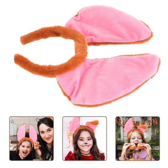 OULII 1Pcs Dog Ear Headband With Plush Dark Brown For Party Headwear