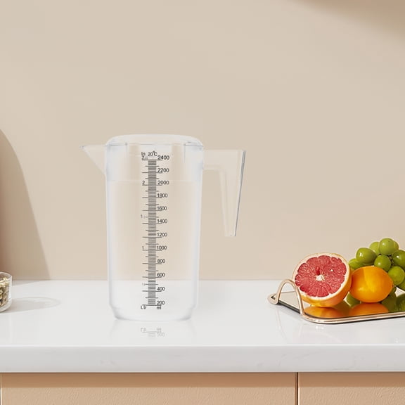 OULII Transparent Plastic Water Pitcher with Lid Frosted Design and Measurement for Home