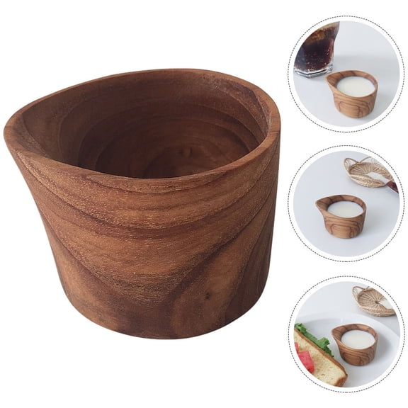 OULII Mini Wooden Milk Cup Adorable Breakfast Jug Made from Premium Wood Simple to Clean Gift for Friends and Family
