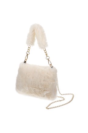 White Plush Shoulder Bag for Women, Stylish and Soft Handbag Perfect for Shopping and Daily Use