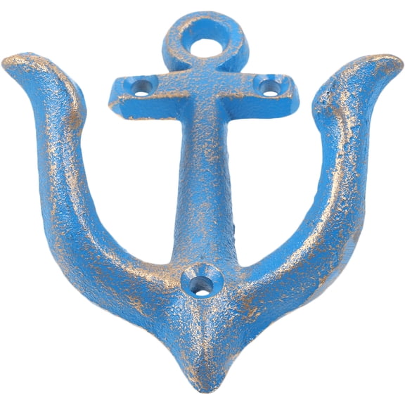OULII 1Pcs Vintage Mediterranean Style Iron Anchor Shape Wall Decor Sky-Blue