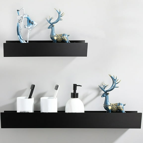 OULII Black Bathroom Rack Wall Mounted Aluminum Shelf for Shower and Kitchen