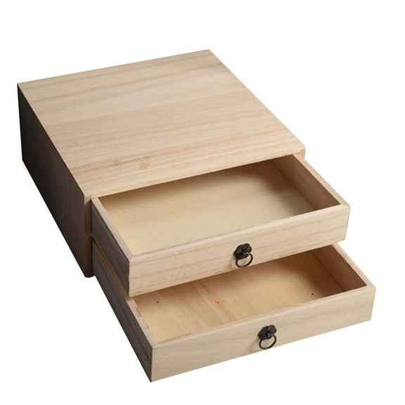 OULII Cedar Wooden Storage Box Beige for Multi-Layer Sundries Organizer
