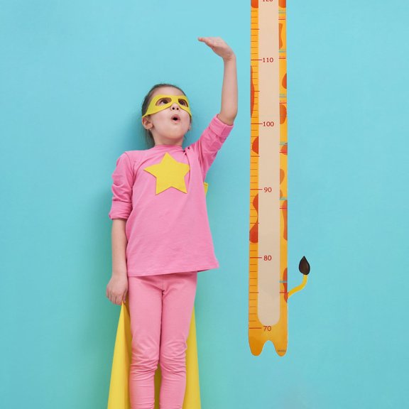 OULII 1Set Growth Chart Wall Sticker for Home Use in Yellow with Unique Animal Design