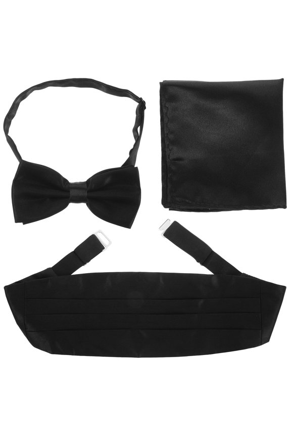 1 Set Men's Bow Tie Strap Set Elegant Black Cloth Accessory for Weddings