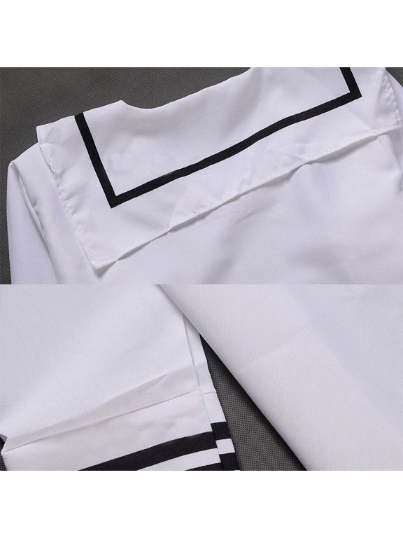 1Set Party Navy Costumes Kit White Polyester Male Cosplay Sailor Suit for Adults