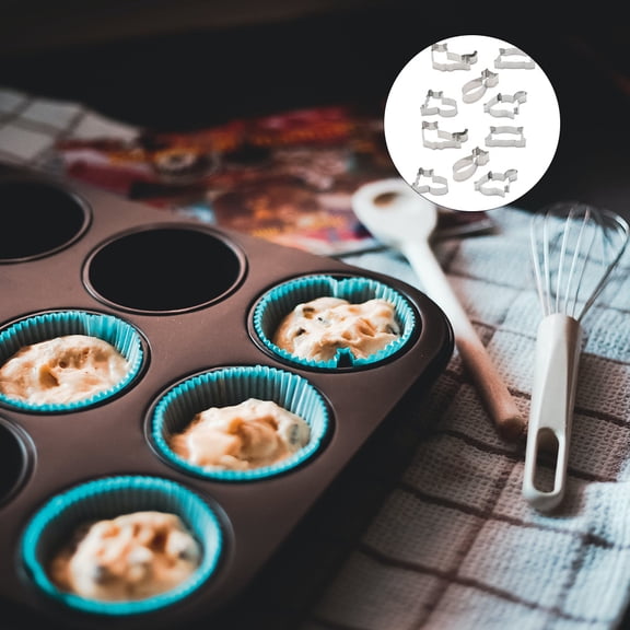 OULII Plated Silver 430 Stainless Steel Cat Biscuit Mold for Kitchen Use 1Set