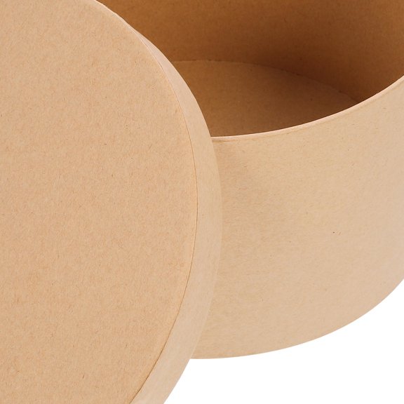 OULII 1Set Round Kraft Paper Box Khaki with Lid Durable Multi Functional Storage