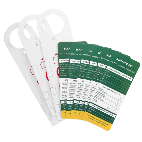 OULII 1Set Scaffold Status Holder Kit with Clear High Visibility Weatherproof Inspection Tags for Safety Management