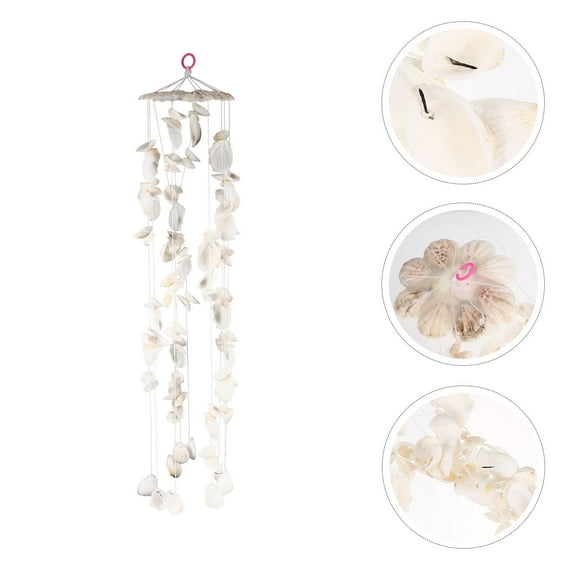OULII White Wind Chime Seashell 1Pack 22.8X5.1X5.1In