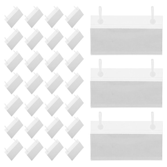 OULII 1Set Sturdy PVC Plastic Basket Label Holders with Snap Lock for Supermarket and Warehouse Use