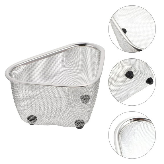 OULII 1Set Triangle Sink Drainer Silver Kitchen Sink Drain Basket Holding Food Residues for Cooks