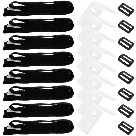 OULII Universal Pool Cover Strap Set with Buckle for Solar Blanket Secure Fastening, Durable Black Pool Accessory