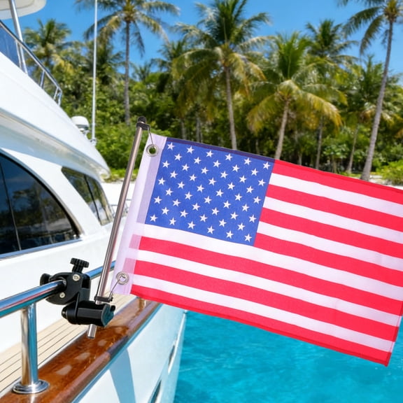 OULII USA Flag Pole Kit with Weather-Resistant Polyester Flag for Boats, Kayaks, and Outdoor Use
