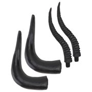 OULII DIY Artificial Bull Horns Headdress Black PVC for Party Decor 2Pairs