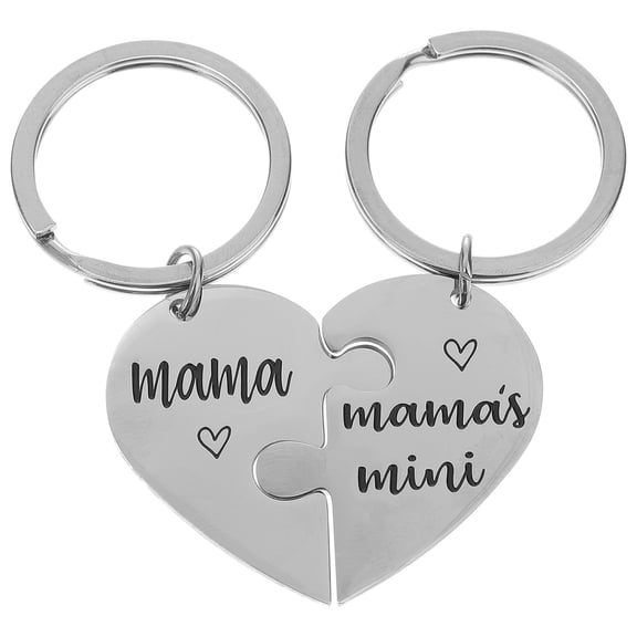 OULII Stainless Steel Heart Puzzle Keychains Creative Key Rings High-Grade Mirror Polished 2Pcs