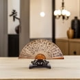 thumbnail image 1 of OULII 2Pcs Brown Plastic Hand Fan Stand for Home Decor Japanese Folding Fan Holder, 1 of 7