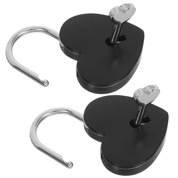 OULII Heart-Shaped Padlock, Black Metal, Romantic Gift for Diaries
