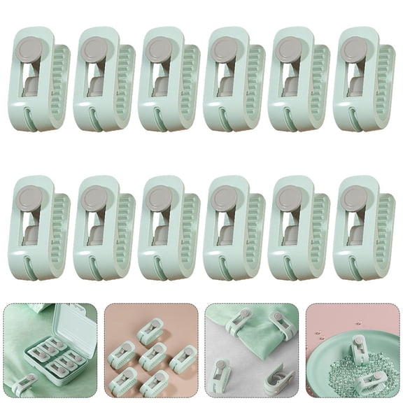 OULII Quilt Cover Clips Quilt Fixing Clips Green Plastic 12 Pieces