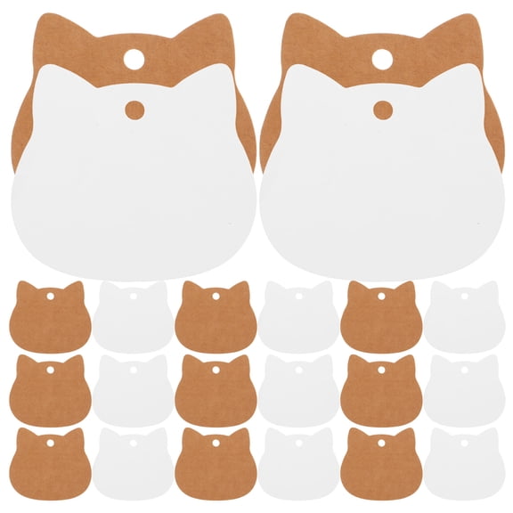 OULII Brown Cat Head Hang Tags Natural Texture Writable for Parties and Holidays 200Pcs