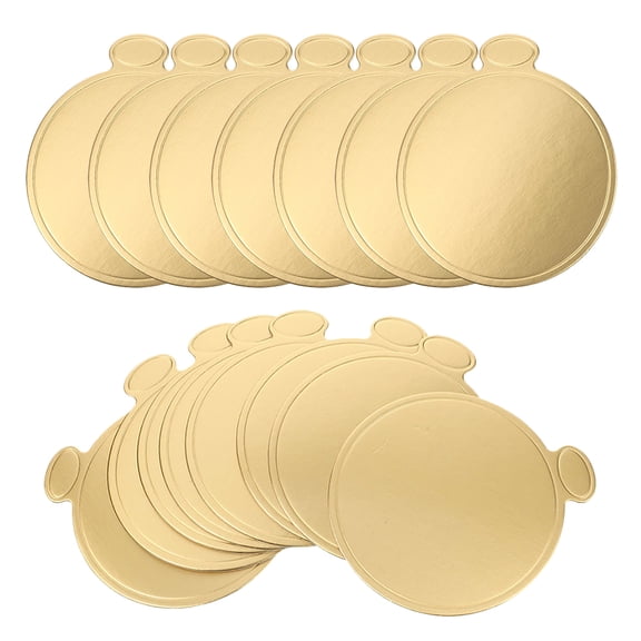 OULII 200Pcs Golden Mousse Cake Boards Heat Insulated Round Cardboard for Cake Decorating