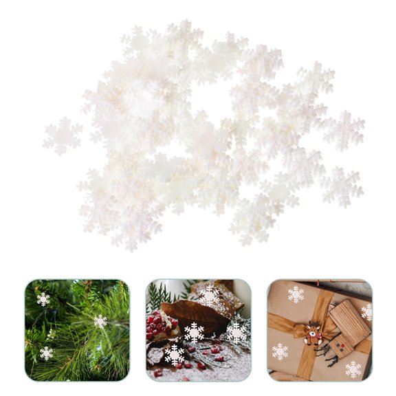 OULII White Plastic Snowflakes 200Pcs Classic Xmas Decor Accessories Reusable